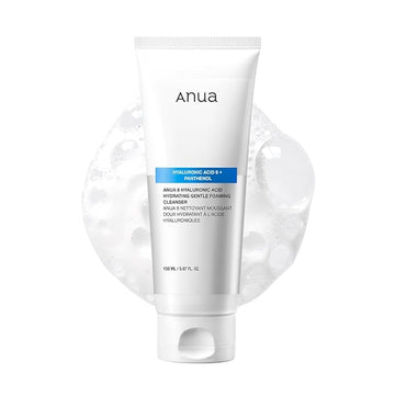 Anua Hydrating Gentle Foaming Cleanser, Hyaluronic Acid, Glycerin, Zinc, Panthenol, Korean Face Wash for Dry Skin, for Double Cleansing, Korean Skincare (150ml/5.07fl oz.)