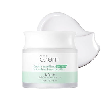 MAKE P:REM Safe Me. Relief Moisture Cream 12, Clinically Proven 48-Hour Hydration, Minimal Ingredients, EWG Green, Korean Skin Care, 2.70 fl.oz. (80ml)