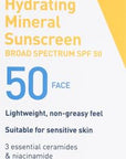 CeraVe 100% Mineral Sunscreen SPF 50 | Face sunscreen With Zinc Oxide & Titanium Dioxide | Hyaluronic Acid + Niacinamide + Ceramides | Oil Free Sunscreen For Face | Travel Size Sunscreen 2.5 oz