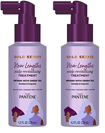 Pantene Gold Series New Lengths Scalp Revitalizing Treatment, 4.2 Fl Oz Scalp Treatment Infused with Green Tea, Moisturizes, Strengthens and Protects from the Root for Visibly Longer Hair (Pack of 2)