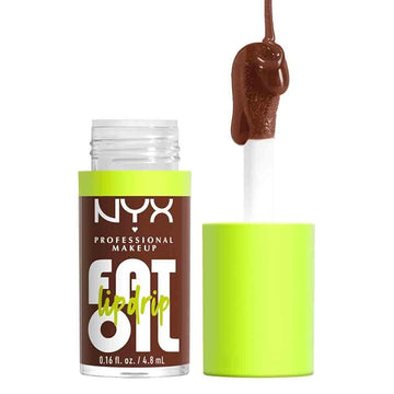 NYX Professional Makeup Fat Oil Lip Drip, Moisturizing, Shiny and Vegan Tinted Lip Gloss - Livin the Cream (Dusty Brown)