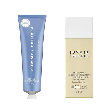 Summer Fridays ShadeDrops Broad Spectrum SPF 30 & Jet Lag Mask Gift Set - Multitasking Moisturizer & Face Mask & Antioxidant-Enriched Mineral Sunscreen (2 Count)