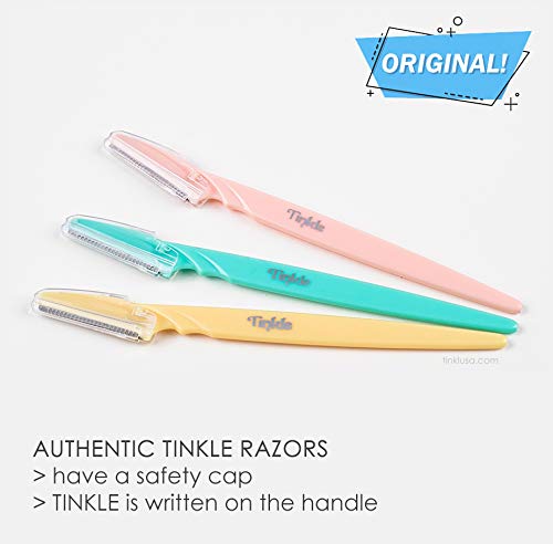 Tinkle Dermaplaning Tool 18ct, Dermaplane Razor for Women, Safe and Easy Peach Fuzz Remover, Eyebrow Trimmer with Protective Cover (6 Packs of 3)