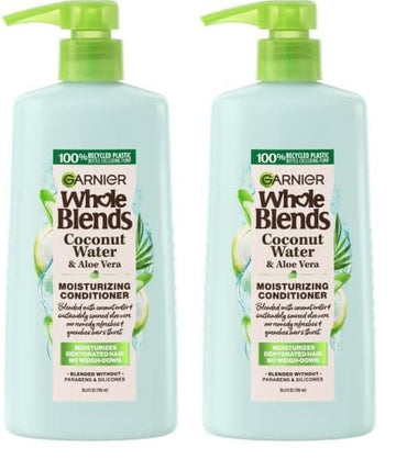 Garnier Whole Blends Coconut Water & Aloe Vera Refreshing Conditioner for Normal Hair, 26.6 Fl Oz, 1 Count (Packaging May Vary) (Pack of 2)