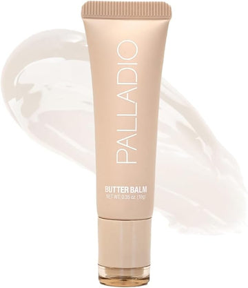 Palladio Butter Balm - Hydrating Lip Balm with Sheer Tint, Aloe, Peptides, Shea Butter, and Vegan Formulation for Instant Moisture, Shine, and Soothing Lip Care, French Vanilla