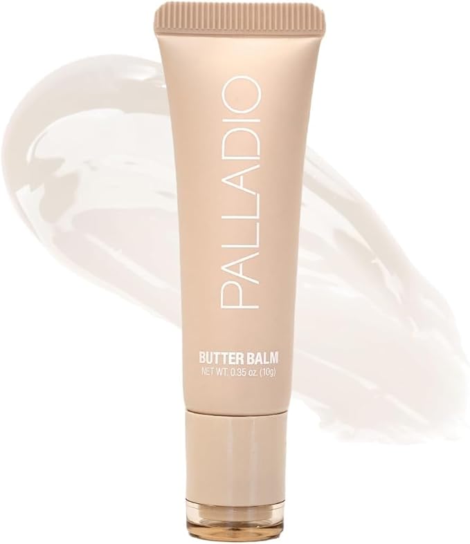 Palladio Butter Balm - Hydrating Lip Balm with Sheer Tint, Aloe, Peptides, Shea Butter, and Vegan Formulation for Instant Moisture, Shine, and Soothing Lip Care, French Vanilla