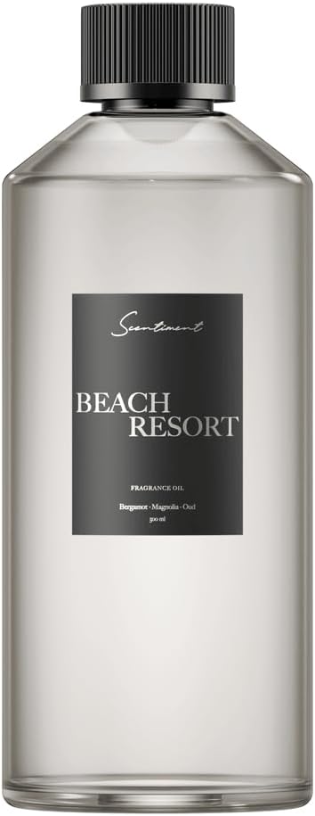 Scentiment Diffuser Oil - Beach Resort | Aromatherapy Fragrance Inspired by 5-Star Hotels | Luxurious Scent with Notes of Bergamot, Ocean, Peony with Amber & Sandalwood (500 mL)