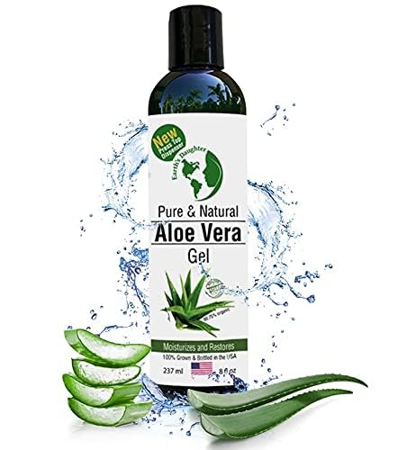 Earth's Daughter Organic Aloe Vera Gel from Fresh Cut 100% Pure Organic Aloe leaves – Fast Absorbing for Face, Skin, Hair & Body – Vegan, Unscented, Natural - 8 Oz USA Made