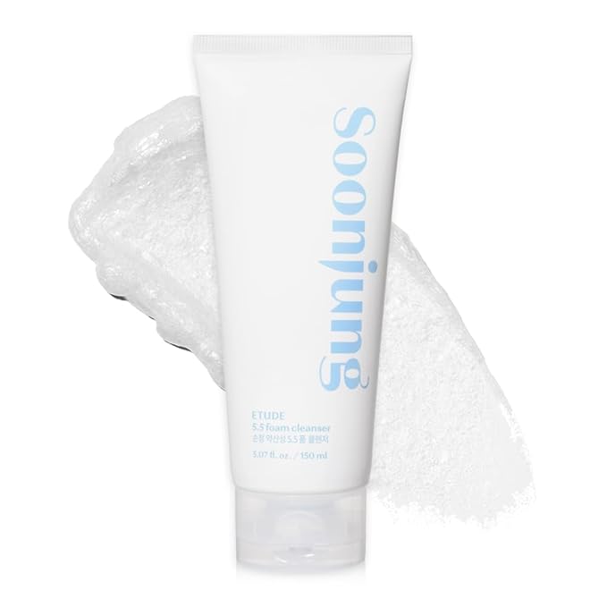 ETUDE SoonJung 5.5 Foam Cleanser 5.1 fl. oz. (150ml) 23AD | Soft Bubble Hydrating Vegan Facial Cleanser for Sensitive Skin | Fragrance-Free Low-pH Korean Cleansing Wash | Korean Skin Care, Kbeauty