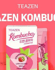 TEAZEN Strawberry Kiwi Kombucha Tea, Hydration Drink Mix, Sugar Free, Live Probiotics & Prebiotics, 10 Sticks, 1.76oz