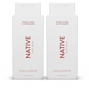 Native Body Wash for Men & Women, Seasonal | Sulfate, Paraben, and Dye Free, with Naturally Derived Clean Ingredients Leaving Skin Soft and Hydrating, Warm Cider & Cinnamon 18 oz - 2 Pk