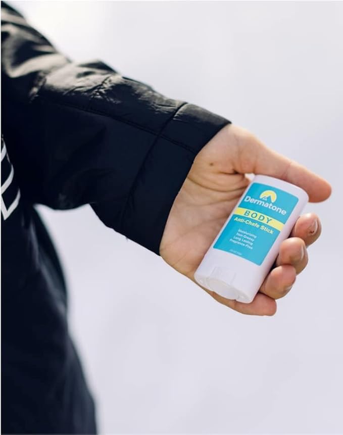 DERMATONE Anti-Chafe Body Stick | 2-Pack | Fragrance Free Skin Balm | Prevent Friction & Chafing | Use for thigh, arm, chest, butt, ball rubbing | Travel/Small 0.45oz sticks