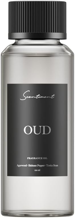 Scentiment Diffuser Oil - Oud Designer Collection | Aromatherapy Home Fragrance | Luxurious Scent with Notes of Agarwood, Sichuan Pepper (120ml)