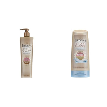 Jergens Natural Glow 3-Day Self Tanner for Medium to Deep Skin Tone & Natural Glow In-shower Lotion, for Fair to Medium Skin Tone, Wet Skin
