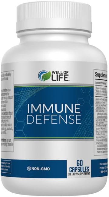 Immune Defense 600mg | 60 Veg Capsules. Enhance Immune Health with a Potent Blend of Graviola Leaf, Raspberry Fruit, Green Tea, Turmeric, Garlic. Boost Your Well-Being Naturally.