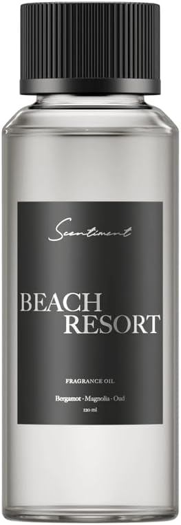 Scentiment Diffuser Oil - Beach Resort | Aromatherapy Fragrance Inspired by 5-Star Hotels | Luxurious Scent with Notes of Bergamot, Ocean, Peony with Amber & Sandalwood (120 mL)