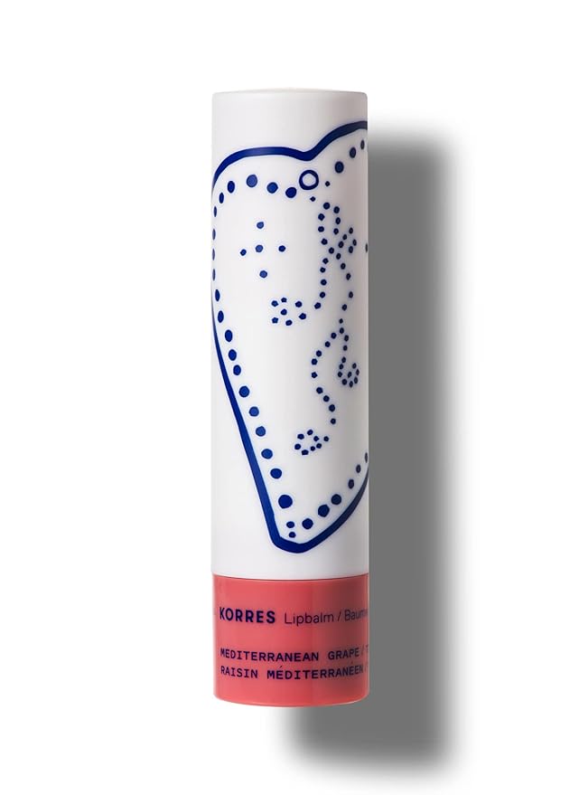 KORRES Lip Butter Stick Mediterranean Grape Hydrating Lip Balm with Greek Hypericum Balsam Oil, Moisturizing Natural Shine & Subtle Tint for Soft Smooth Lips, Lip Care for Women & Men, 0.17 Oz Stick