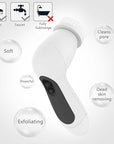 Waterproof Facial Cleansing Spin Brush Set with 5 Exfoliating Brush Heads - Electric Face Scrubber Cleanser Brush by CLSEVXY - Face Brush for Gentle Exfoliation and Deep Scrubbing
