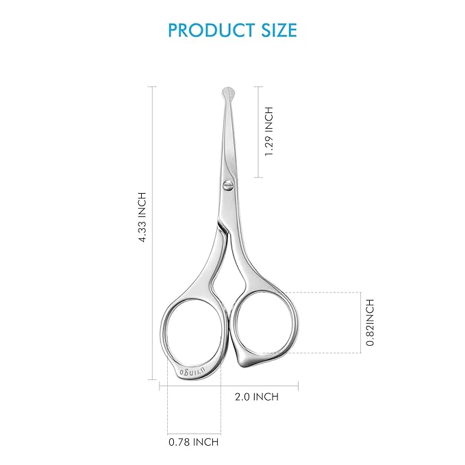 LIVINGO Nose Hair Scissors – Precision Stainless Steel Trimming Scissors with Rounded Tips, Safe and Easy Grooming for Nose, Ear, and Facial Hair