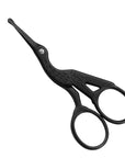 LIVINGO 3.5" Rounded Tip Vintage Stork Scissors, Professional Stainless Steel with Black Titanium Coated, Cuticle Pedicure Beauty Grooming Scissors for Eyebrow, Facial Hair, Dry Skin, Nose Hair