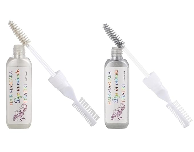 Temporary Hair Color Mascara Washable Hair Dye Stick Non-toxic Instant Hair Chalk Dye for Girls Women (White+Silver gray)