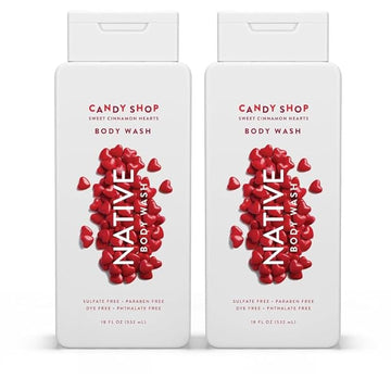 Native Body Wash for Men & Women, Seasonal | Sulfate, Paraben, and Dye Free, with Naturally Derived Clean Ingredients Leaving Skin Soft and Hydrating, Sweet Cinnamon Hearts 18 oz - 2 Pk
