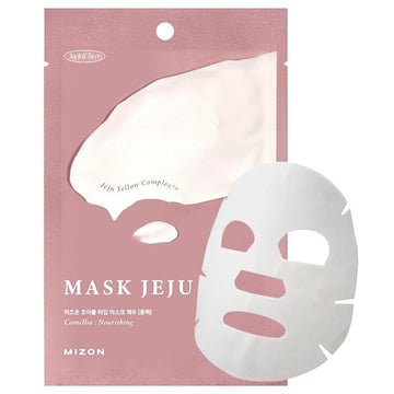 MIZON Joyful Time Jeju Face Mask (Camellia Oil) Koren Full Face mask Non-sticky Boosts Hydration with Jeju Yellow Complex(10 PCS)
