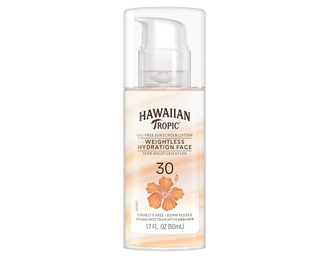 Hawaiian Tropic Weightless Hydration Lotion Sunscreen for Face SPF 30, 1.7oz (2 PACK) | Travel Size Sunscreen, Oil Free Face Sunscreen, Sunblock Face, Mini Sunscreen SPF 30, 1.7oz (1.7 fl. oz., 2)