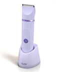 OLOV Electric Body Hair Trimmer - Groin Trimmer for Men - Bikini Trimmer Women - Wet/Dry Shaver Groomer, Replaceable Ceramic Blade Heads, USB Recharge Dock, Waterproof Hygiene Razor,Purple