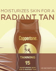 Coppertone Tanning Sunscreen Lotion, SPF 15, Broad Spectrum, Water Resistant | Vitamin E Enriched | Free of Harmful Chemicals | 16 Fl Oz | Pack of 2