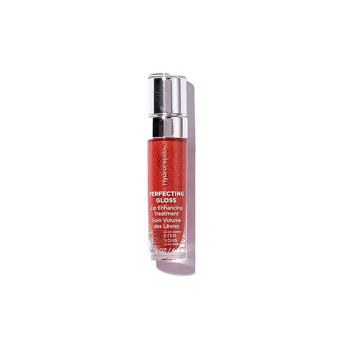 HydroPeptide Perfecting Gloss, Lip Plumping Gloss & Hydrating Treatment, Volumizing Collagen-Boosting Enhancer with Hyaluronic Acid & Peptides, Santorini Red, 0.13 Ounce