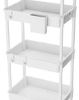 5 Tier Rolling Utility Cart with Handle,REBECAT Utility Cart Made of Multifunctional Storage Organizer Tool for Kitchen,Bathroom,Living Room,Office(White)
