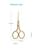 LIVINGO Professional Nose Hair Scissors, Multi-purpose Stainless Steel Rounded Tip Straight Blade, Facial Hair Beard Eyebrows Ear Trimming Beauty Grooming Tool for Men & Women, 3.5” Gold