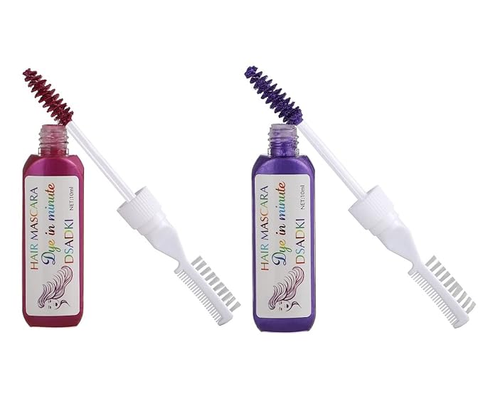 Temporary Hair Color Mascara Washable Hair Dye Stick Non-toxic Instant Hair Chalk Dye for Girls Women (Purple+Pink)
