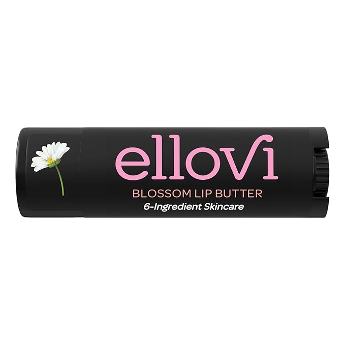 Ellovi Natural Lip Butter Lip Balm - Blossom - Pure Enough to Eat - Made With Just 6 Vegan Ingredients - Moisturizing Lip Care for All Day Hydration (Single)