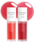 NOONI Korean Lip Oil Set - Appleberry & Appleplum | Long-Lasting, Moisturizing, Plumping, Revitalizing for Dry Lips, Waterproof, No Peel Off 0.12 FL Oz x 2ea