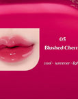 ETUDE Over Glowy Tint #5 Blushed Cherry | Non-Sticky Vegan Lip Tint | Moisturized & Long-lasting Lip Gloss | Daily Lip Stain for Dry Lips, Korean Makeup, K-beauty