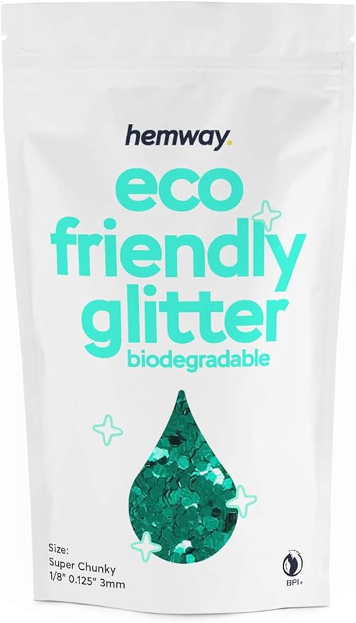Hemway Biodegradable Glitter Eco Friendly - 100g/3.5oz Bio Cosmetic Safe Sparkle Vegan for Face Eyeshadow Body Hair Festival Makeup Craft - Super Chunky (1/8" 0.125" 3mm) - Turquoise Blue