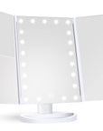 HUONUL Makeup Mirror Vanity with Lights, 2X 3X 10X Magnification, Touch Control, Trifold Mirror, Dual Power Supply, Gifts for Women, Wife, Mom, Teengirls(White)