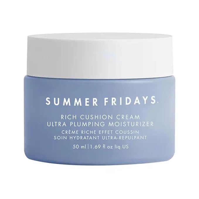 Summer Fridays Rich Cushion Face Cream - Ultra Plumping Barrier Repair Cream + Makeup Primer - Infuses Skin with Rich Hydration from Glycerin + Squalane - Non-Comedogenic + Fragrance-Free (1.69 Oz)
