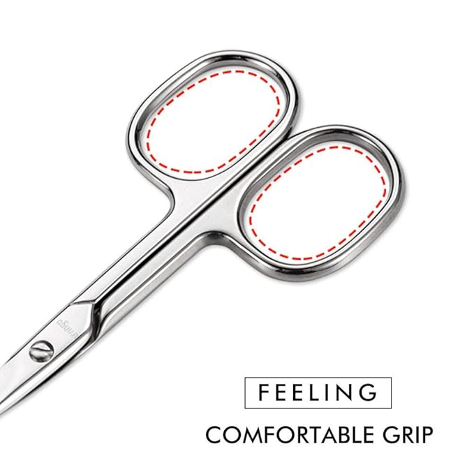 LIVINGO Premium Curved and Rounded Nose Hair Scissors for Men, 2 PC Set Nail Cuticle Manicure Scissors Shears Kit for Beard/Mustache, Ear, Facial Hair, Eyebrows, Eyelashes for Women