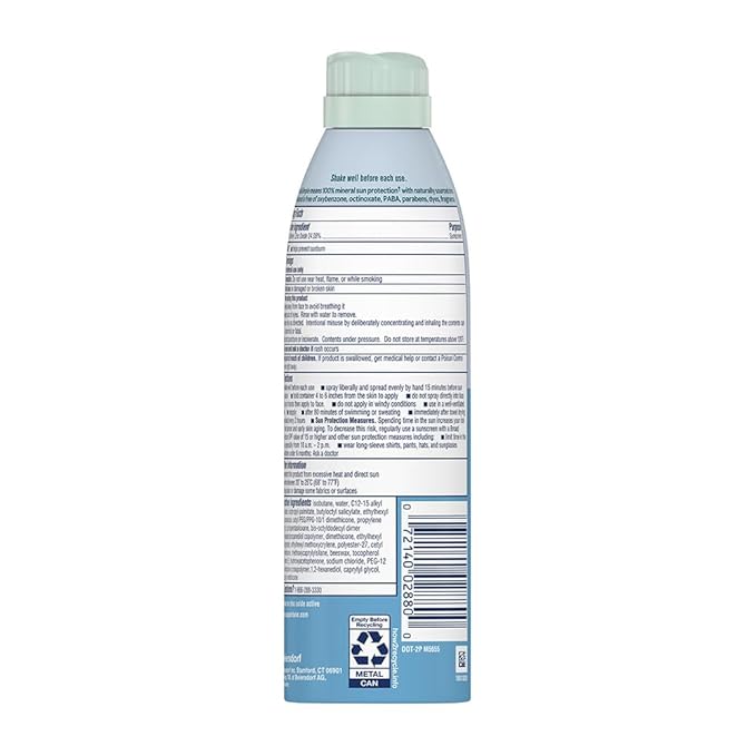 Coppertone Pure and Simple Zinc Oxide Mineral Sunscreen Spray SPF 50, Water Resistant Sunscreen for Sensitive Skin, Hypoallergenic and Fragrance Free, 5 Oz Can, Pack of 3