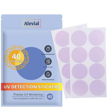 UV Detection Stickers for Sunscreen Reapply Reminder, Suitable for Kids & Adults, 40 Sticker Patches, Sun Cream Detection by Alevial