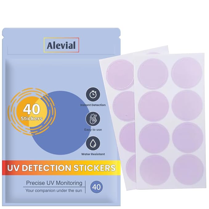 UV Detection Stickers for Sunscreen Reapply Reminder, Suitable for Kids & Adults, 40 Sticker Patches, Sun Cream Detection by Alevial