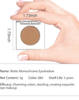 Monochrome Pressed Eyeshadow, Waterproof Neutral Powde Mini Eyeshadow, sombras para ojos, Talc, Paraben & Cruelty Free (H08#Matte Brown)