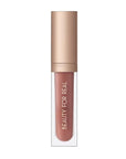Beauty For Real Lip Gloss + Shine, Nudist - Beige Nude Pink - Non-Sticky Plumping & Hydrating Gloss - Light & Mirror In Cap - Contains Marine Collagen - 0.15 fl oz