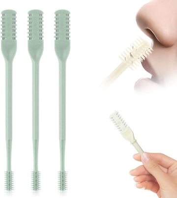 2025 New 2 in 1 Nasal Hair Cutter, Double Sided Nose Hair Knife Nostril Hair Remover Tool, Manual 360° Rotating Nose Hair Trimmer, Mini Noses Hair Remover Tool for Women and Men (Green, 3 Pcs)