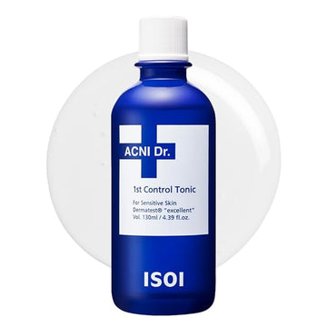 ISOI ACNI Dr. 1st Control Toner, Plant-Based Soothing Acne Toner for Face, for Oily & Sensitive Skin, Total Sebum Care & Refreshing Hydration with Cooling Effect, Korean Skin Care (4.39 fl.oz/130ml)
