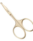 LIVINGO 3.75" Small Safety Facial Nose Hair Scissors, Curved Blade with Rounded Tip Stainless Steel for Manicure Cuticle, Eyebrow, Dry Skin (Gold)