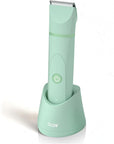 OLOV Electric Body Hair Trimmer - Groin Trimmer for Men - Bikini Trimmer Women - Wet/Dry Shaver Groomer, Replaceable Ceramic Blade Heads, USB Recharge Dock, Waterproof Hygiene Razor, Green